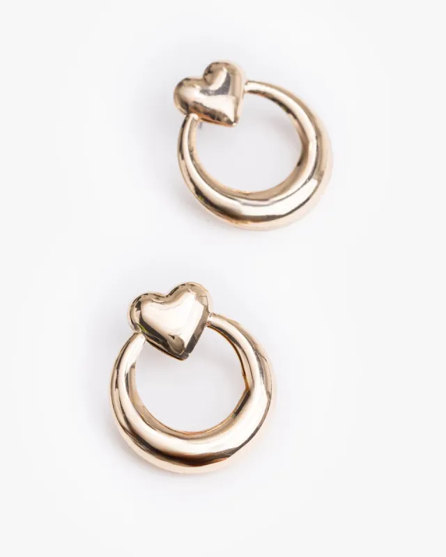 Gold Medium Heart Door Knocker Earrings sold by Collete Hayman