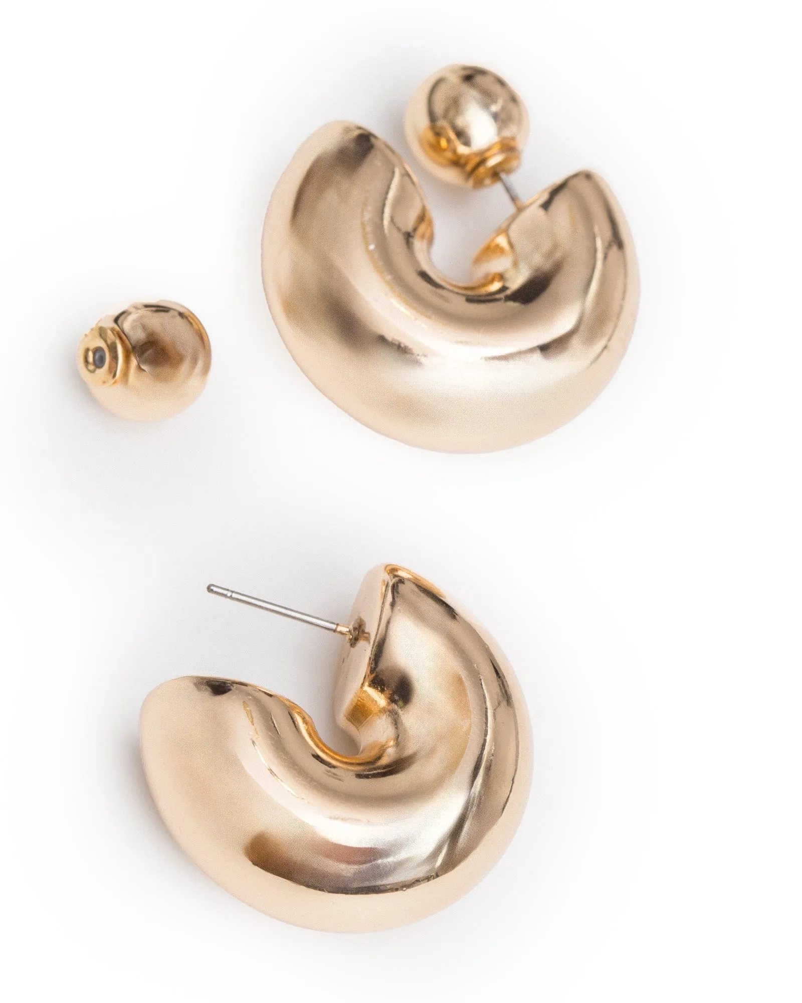 Gold Chubby Front Back Hoop Earrings sold by Collete Hayman product image thumbnail 4