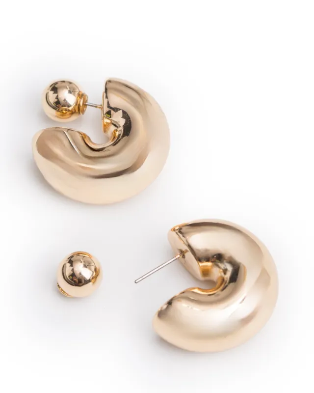 Gold Chubby Front Back Hoop Earrings sold by Collete Hayman