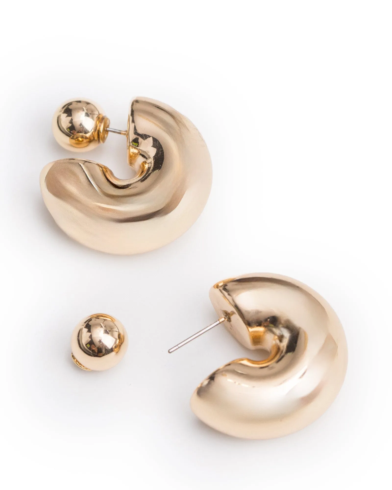 Gold Chubby Front Back Hoop Earrings sold by Collete Hayman