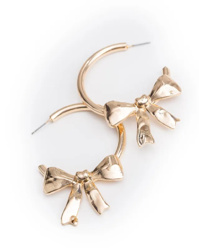 Gold Large Bow Hoop Earrings sold by Collete Hayman