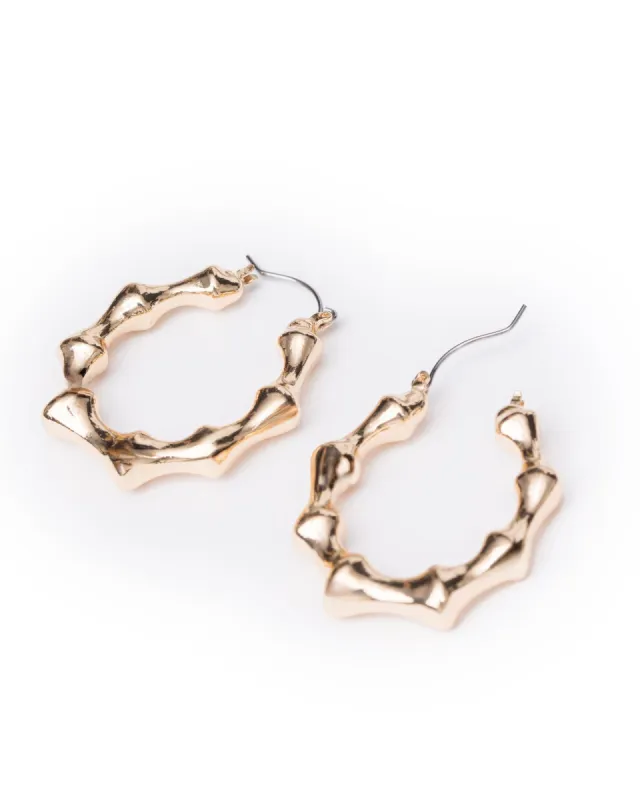 Gold Medium Bamboo Hoop Earrings sold by Collete Hayman