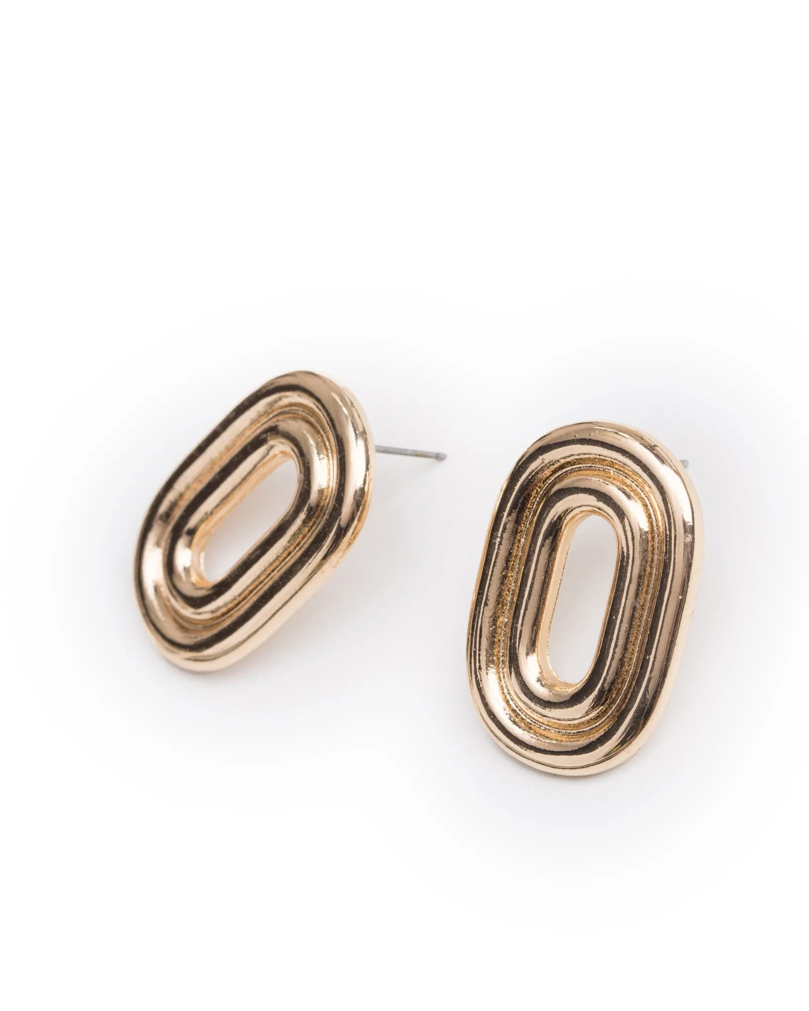 Gold Oval Statement Stud Earrings sold by Collete Hayman product image thumbnail 2
