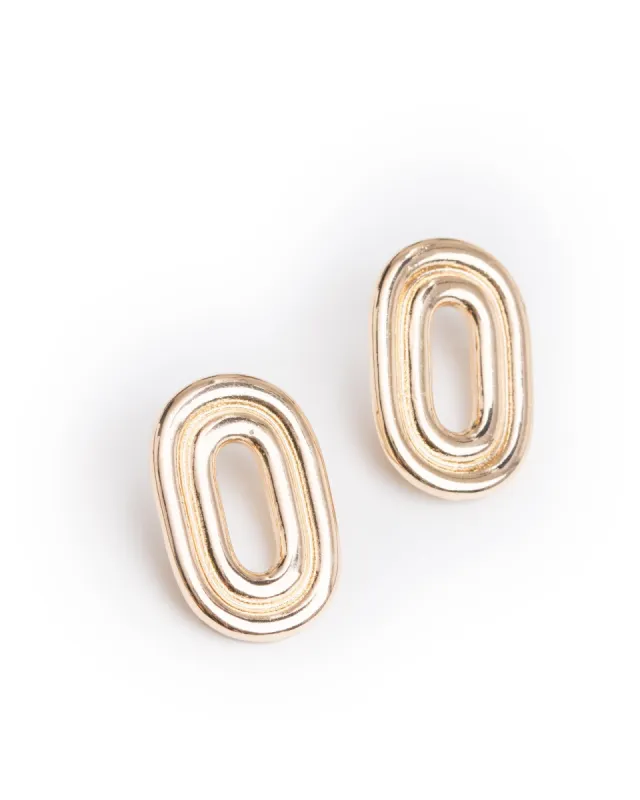 Gold Oval Statement Stud Earrings sold by Collete Hayman