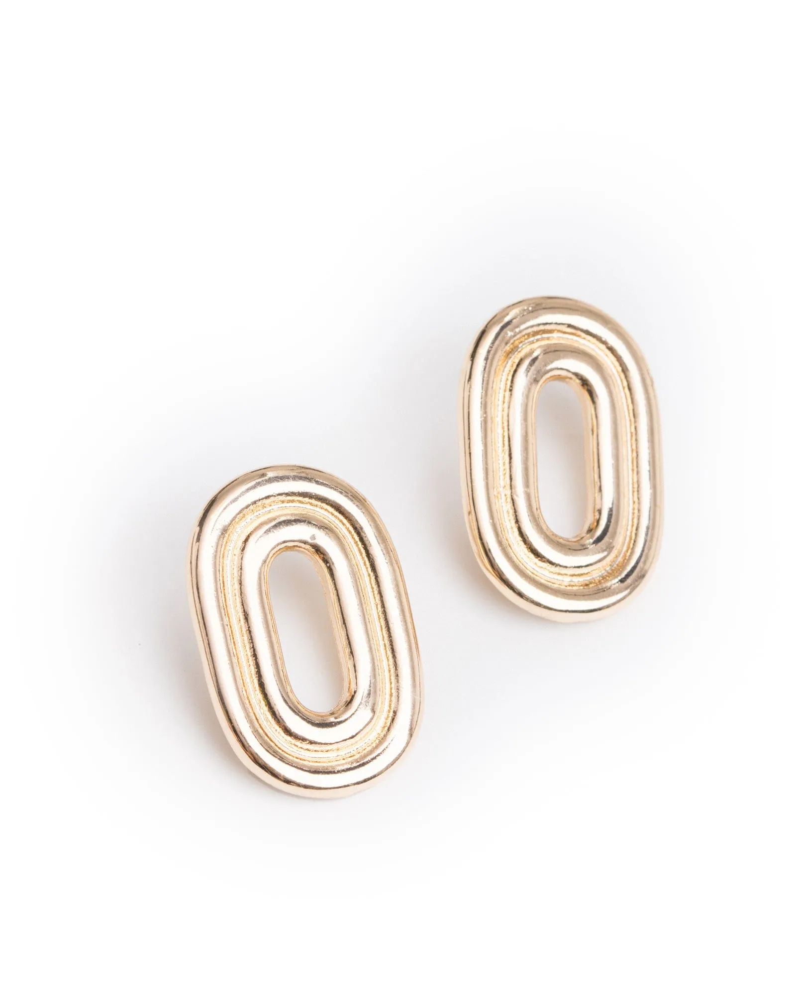 Gold Oval Statement Stud Earrings sold by Collete Hayman