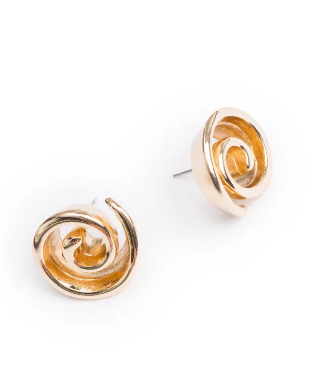 Gold Spiral Statement Stud Earrings sold by Collete Hayman