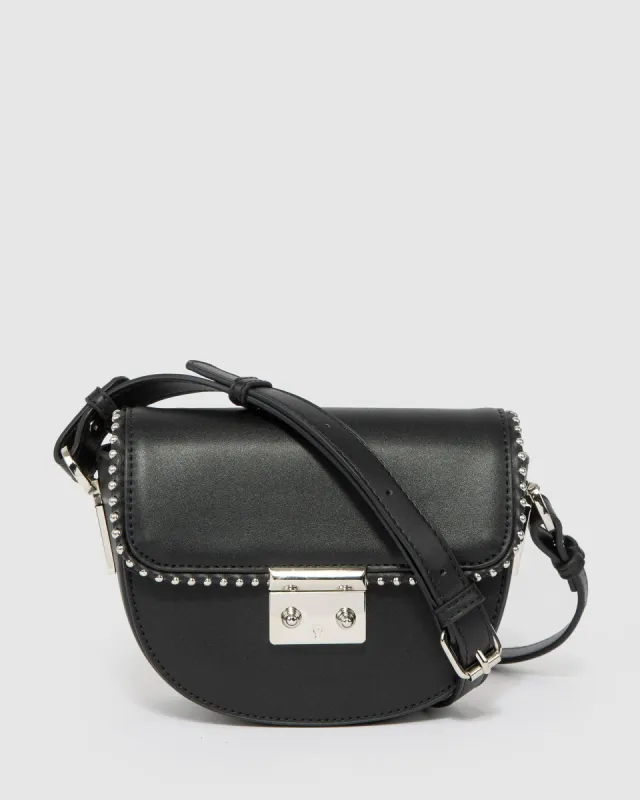 Black Clara Stud Saddle Bag sold by Collete Hayman