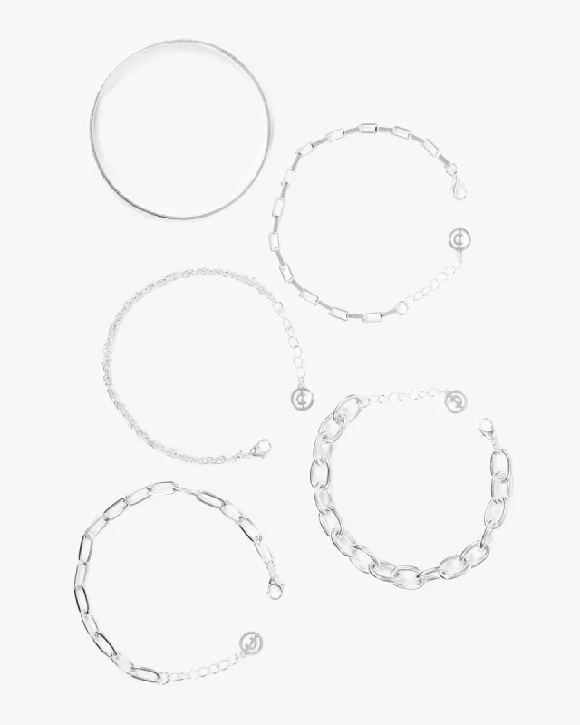 Silver Multi Colour Chain Bracelet Pack sold by Collete Hayman