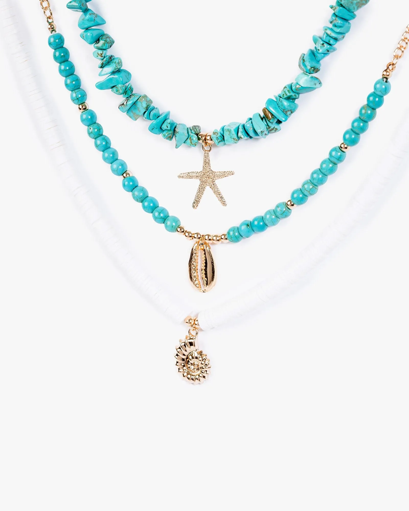 Blue Beaded Beach Charm 3 Layer Necklace sold by Collete Hayman product image thumbnail 2