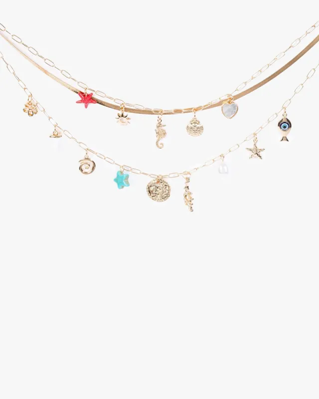 Gold Mixed Sea Charm Multi Layer Necklace sold by Collete Hayman