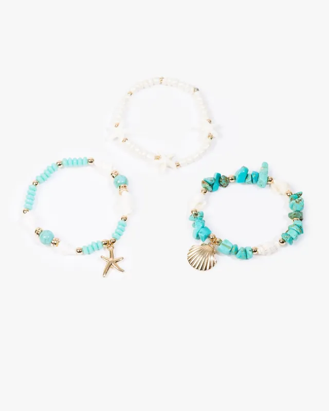 Blue Charm Embellished Beaded 3 Pack Bracelet sold by Collete Hayman