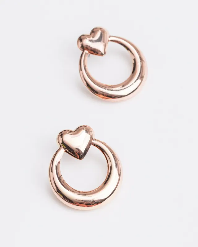 Rose Gold Medium Heart Door Knocker Earrings sold by Collete Hayman