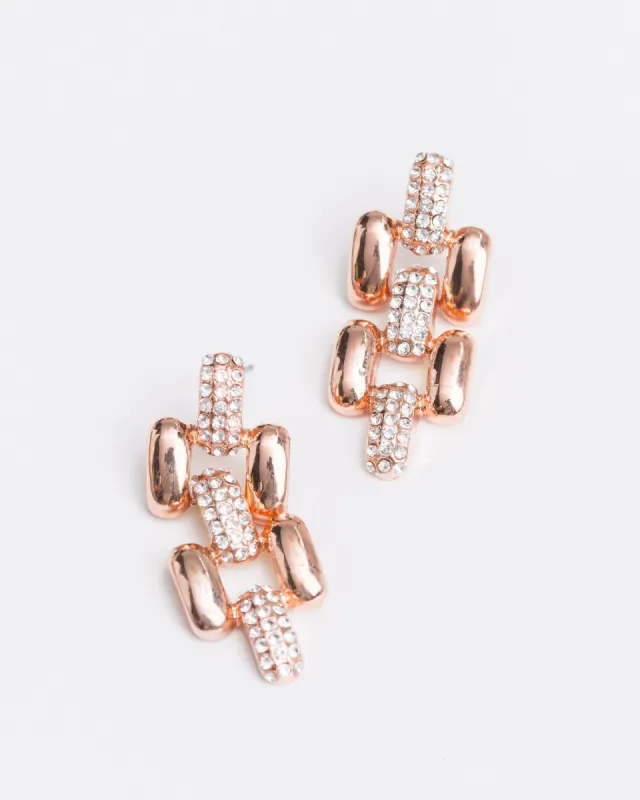 Rose Gold Chain Link Band Drop Earrings sold by Collete Hayman
