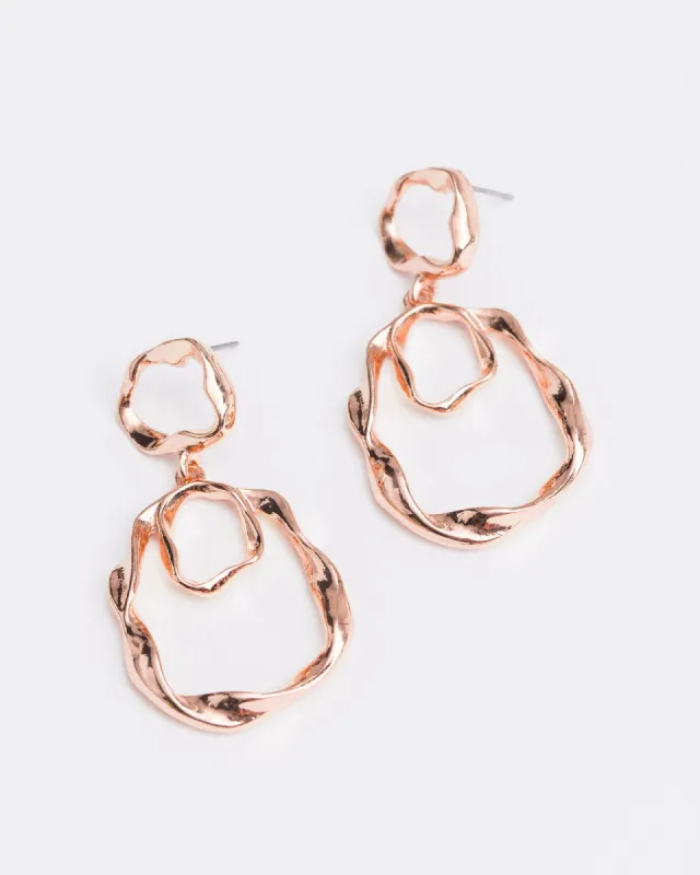 Rose Gold Twisted Loops Drop Earrings sold by Collete Hayman