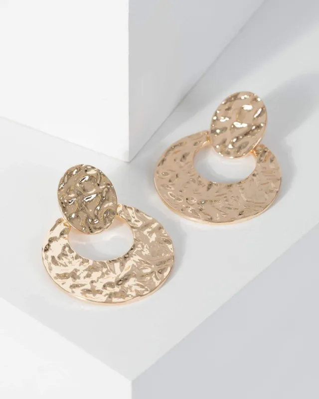 Gold Small Round Textured Door Knocker Earrings sold by Collete Hayman