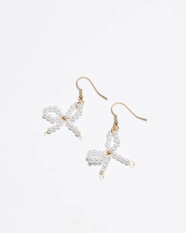 Pearl Beaded Bow Earrings sold by Collete Hayman