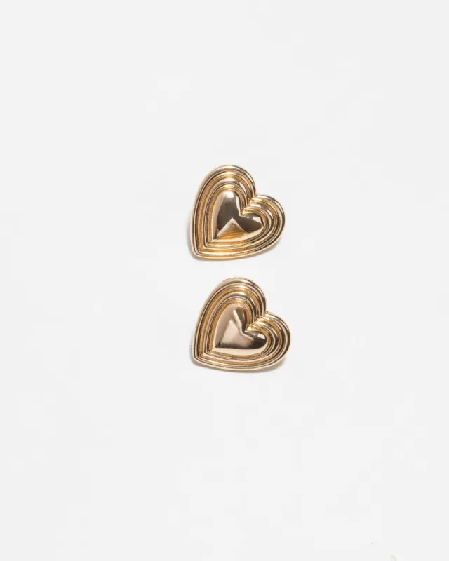 Gold Double Heart Stud Earrings sold by Collete Hayman