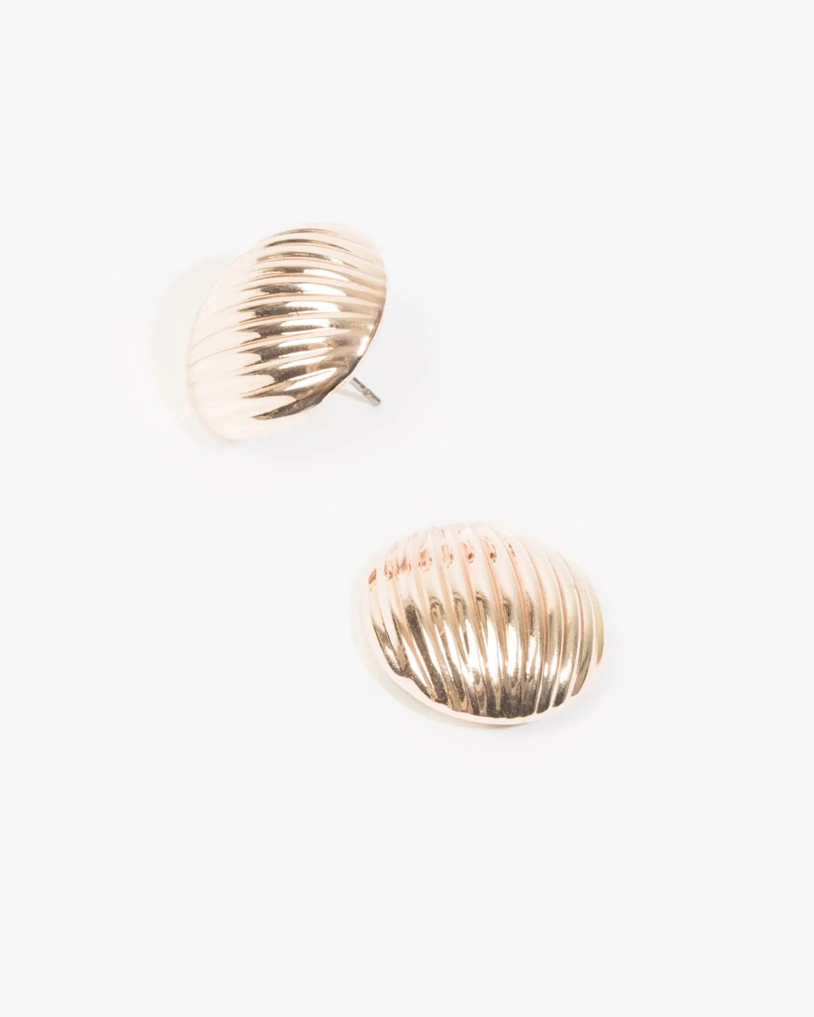 Rose Gold Ribbed Front Back Stud Earrings sold by Collete Hayman
