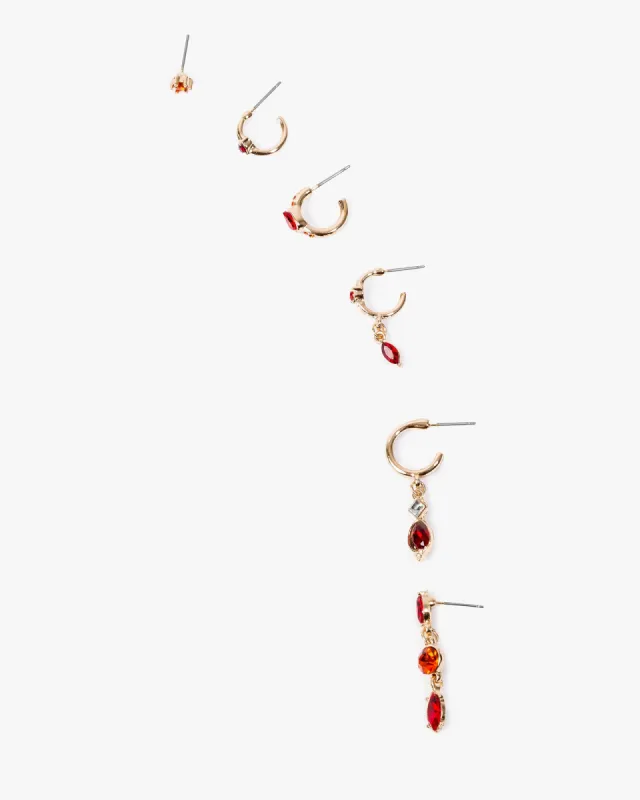 Red Multi Crystal Hoop Stud Pack Earrings sold by Collete Hayman