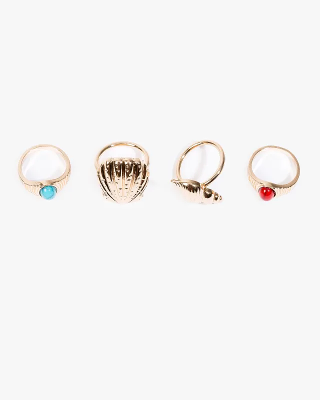 Gold Large Sea Charm 3 Pack Ring sold by Collete Hayman
