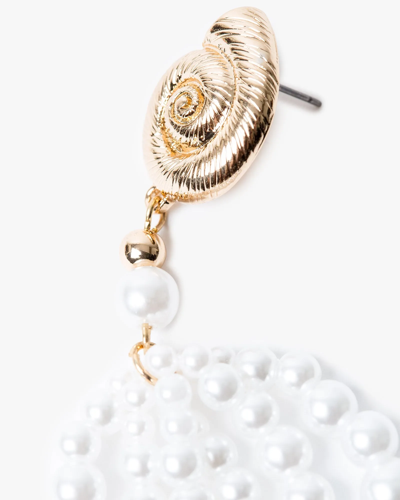 Gold Metal Shell Pearl Drop Earrings sold by Collete Hayman product image thumbnail 2
