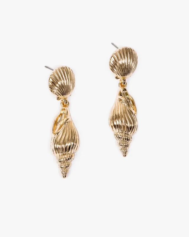 Gold Double Beach Motif Drop Earrings sold by Collete Hayman