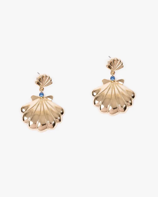 Gold Double Metal Shell Charm Earrings sold by Collete Hayman