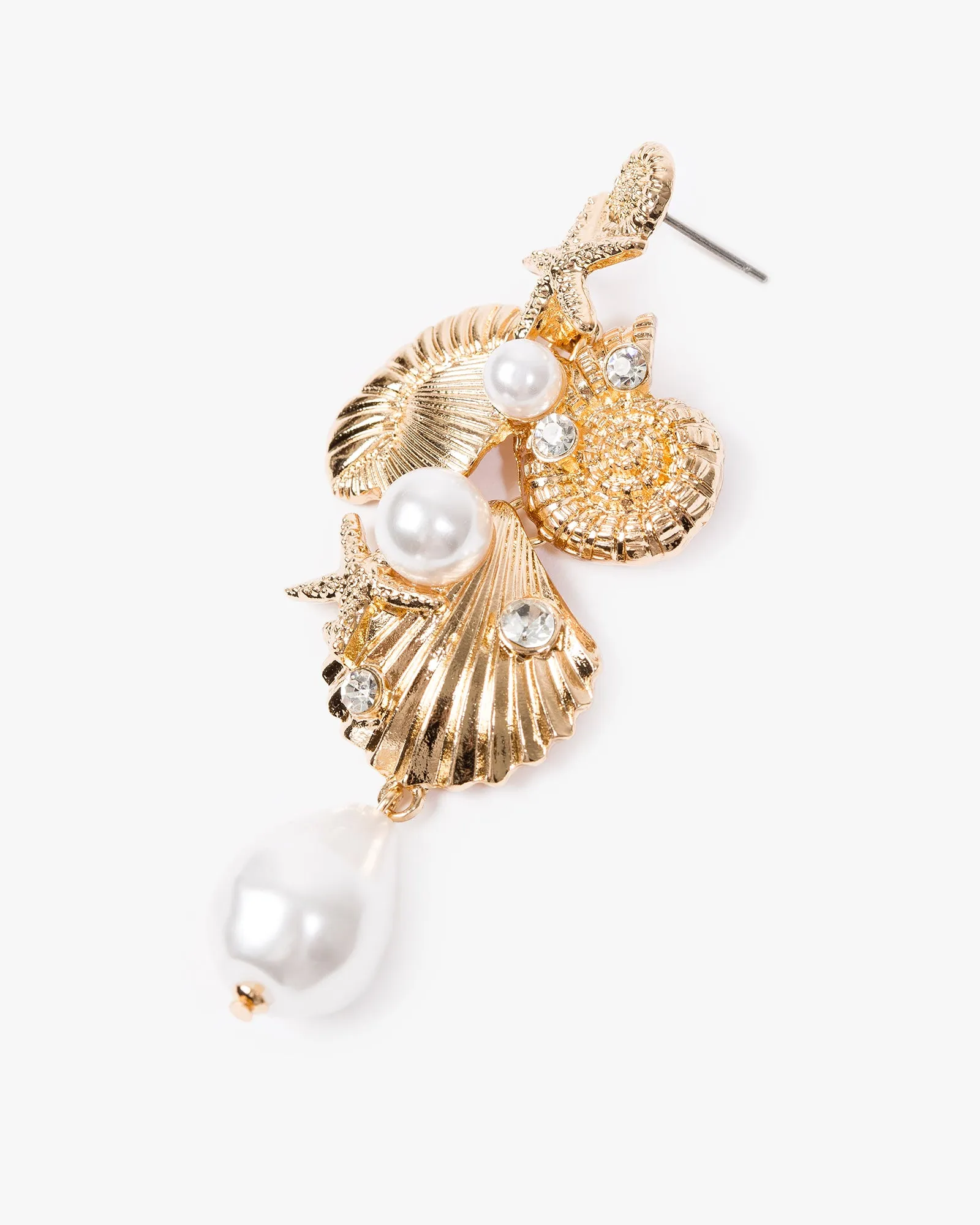 Gold Pearl Embellished Sea Charm Drop Earrings sold by Collete Hayman product image thumbnail 2