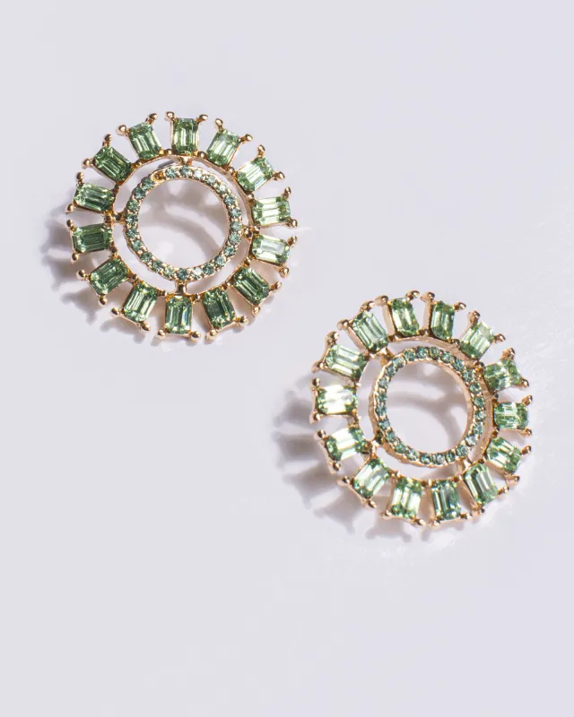 Green Open Round Crystal Detail Earrings sold by Collete Hayman