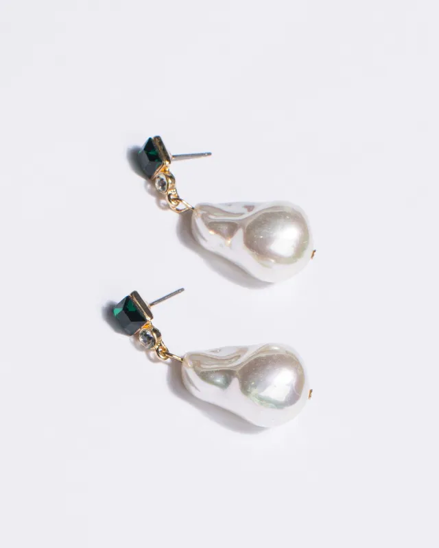 Green Pearl Studded Drop Earrings sold by Collete Hayman