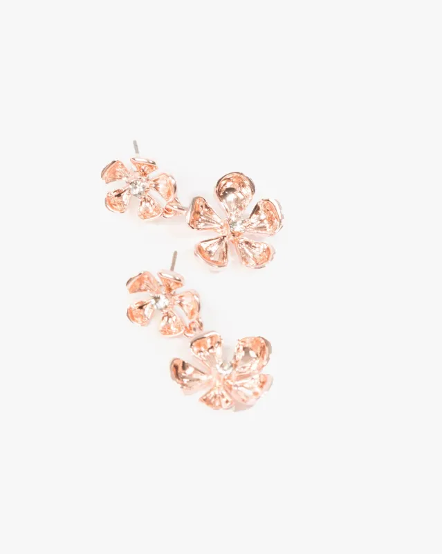 Rose Gold Small Flower Drop Earrings sold by Collete Hayman