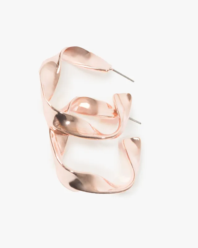 Rose Gold Square Light Twist Hoop Earrings sold by Collete Hayman