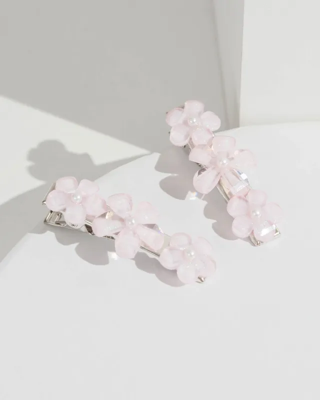 Pink 2 Pack Flower And Pearl Hair Slides sold by Collete Hayman