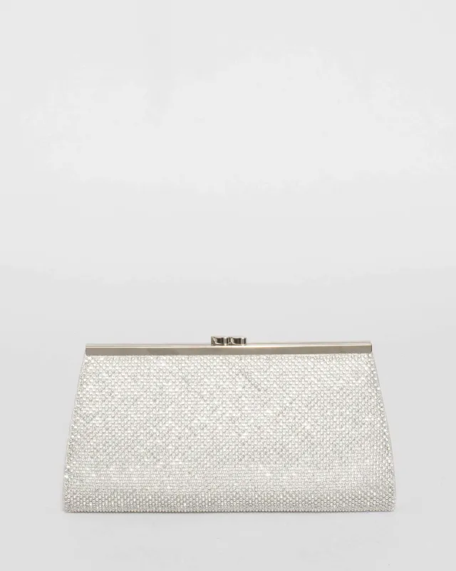 Silver Crystal Clasp Clutch Bag sold by Collete Hayman