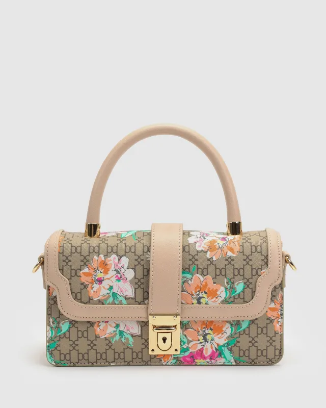 Floral Monogram Francesca Lock Top Handle Bag sold by Collete Hayman