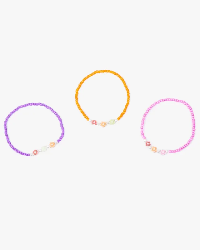 Multi Colour 3 Pack Multi Colour Flower Beaded Bracelet sold by Collete Hayman
