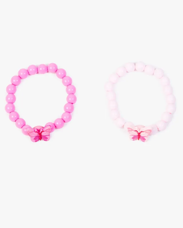Pink 2 Pack Butterfly Beaded Bracelet sold by Collete Hayman