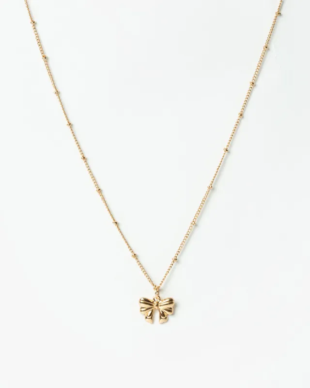 Gold Metal Bow Detail Necklace sold by Collete Hayman