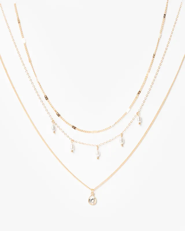 Multi Colour Pearl Droplet Detail 3 Pack Necklace sold by Collete Hayman