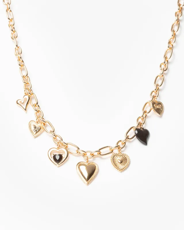 Gold Multi Colour Heart Charm Necklace sold by Collete Hayman