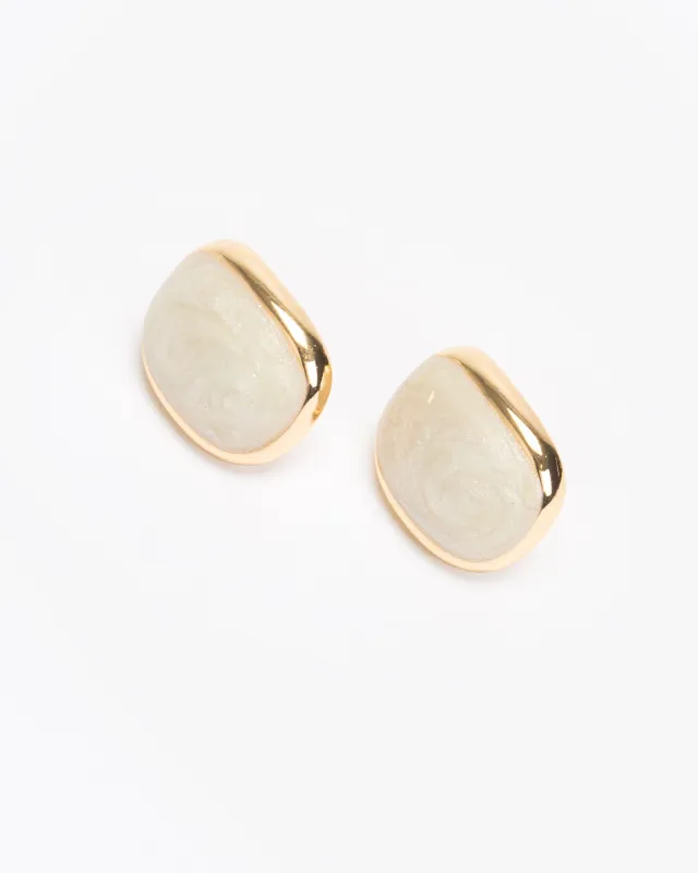 Multi Colour Framed Pearl Detail Stud Earrings sold by Collete Hayman