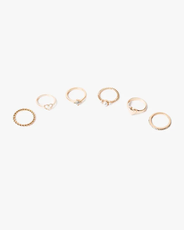 Gold Crystal Heart Icon 6 Pack Ring sold by Collete Hayman