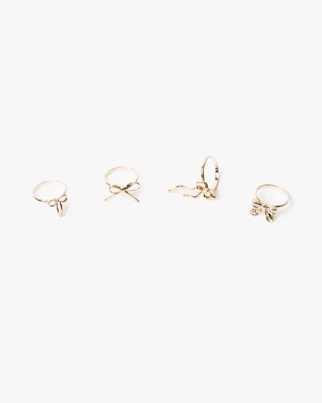 Gold Multi Colour Bow Charm 4 Pack Ring sold by Collete Hayman