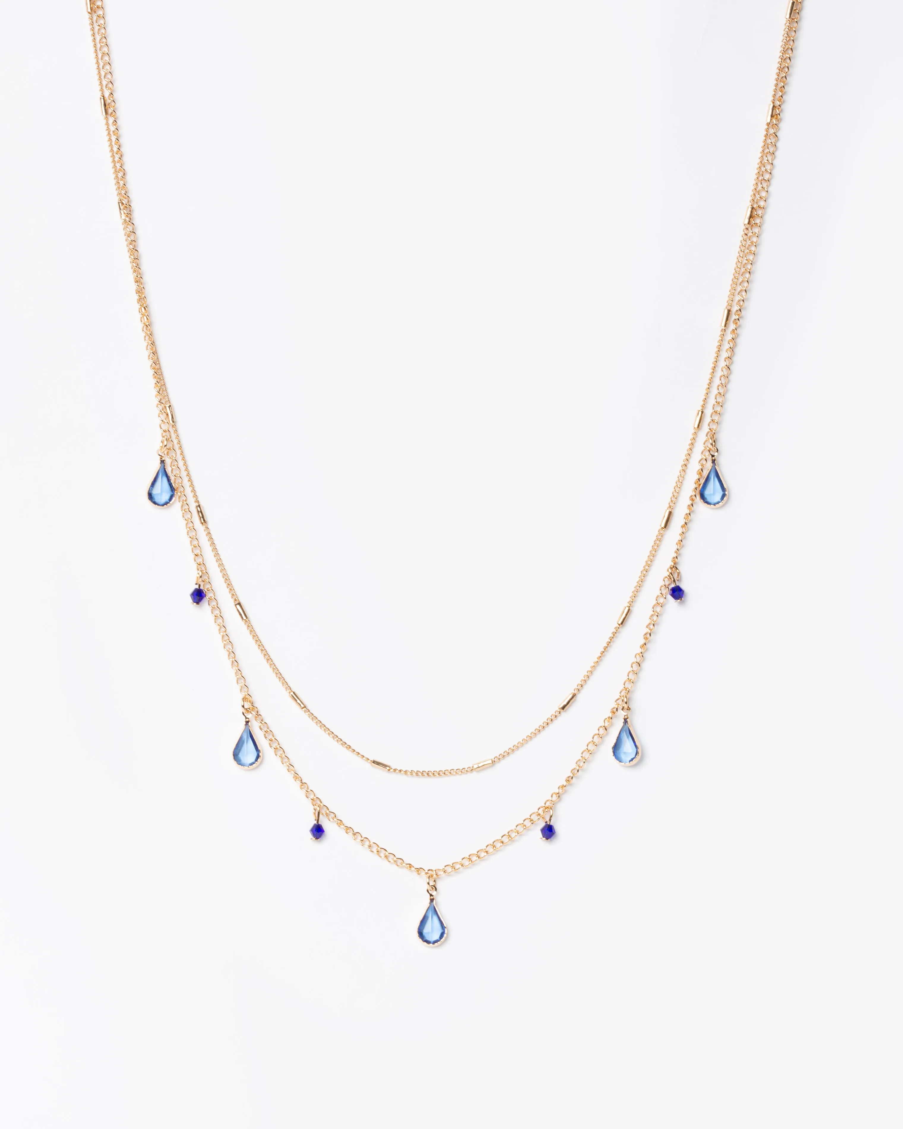 Blue Tear Drop Crystal Necklace sold by Collete Hayman