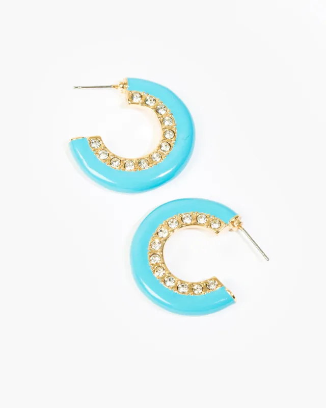 Blue Double Row Crystal Hoop Earrings sold by Collete Hayman