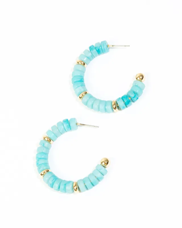 Blue Multi Beaded Hoop Earrings sold by Collete Hayman