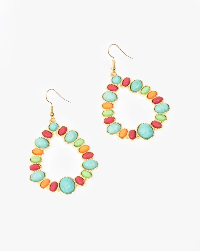 Multi Colour Stone Detail Hook Drop Earrings sold by Collete Hayman