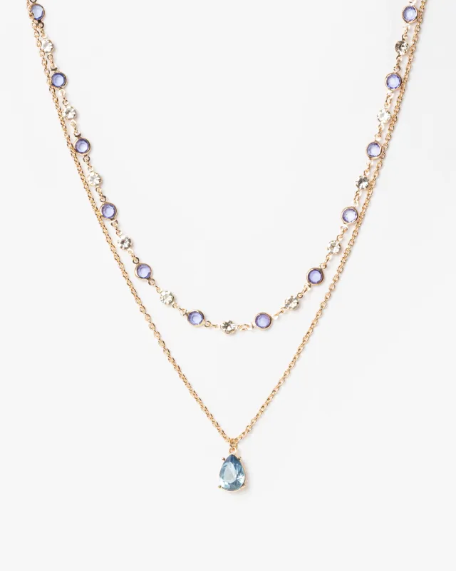 Blue Crystal Chain 2 Layer Necklace sold by Collete Hayman