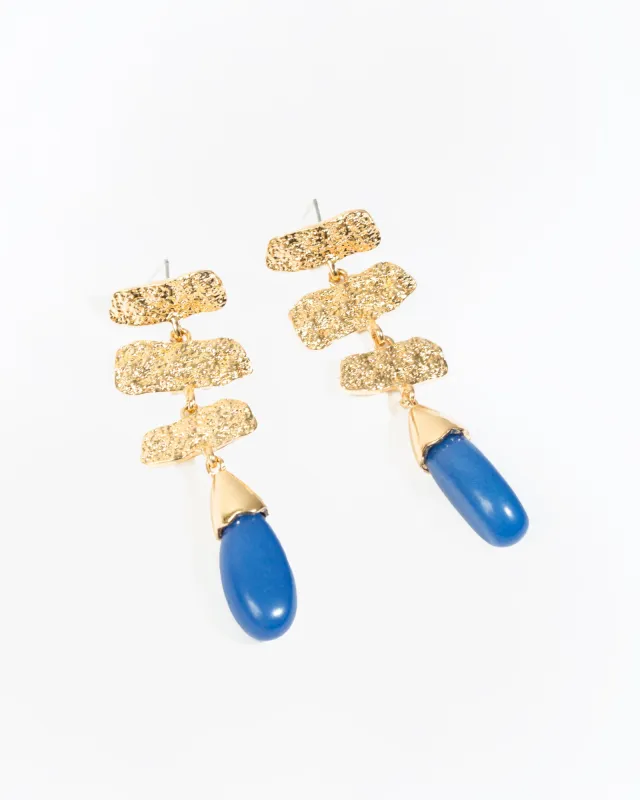 Blue Textural Bar Statement Earrings sold by Collete Hayman