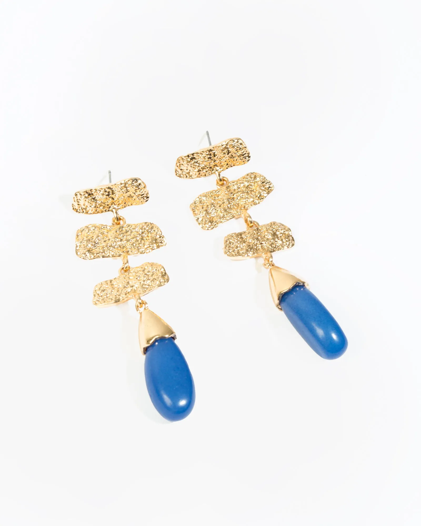 Blue Textural Bar Statement Earrings sold by Collete Hayman